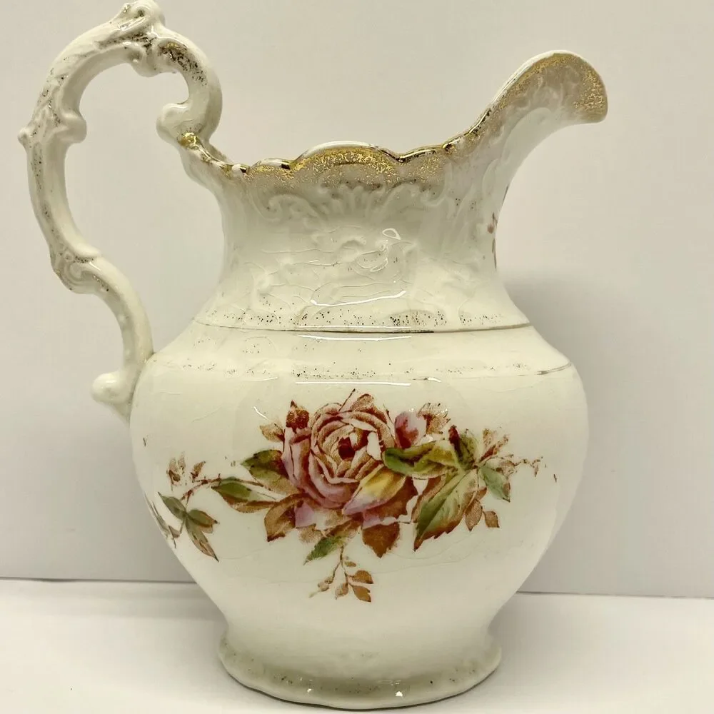 Vintage/antique Ballard's Obelisk Flour Advertising Pitcher Louisville Roses